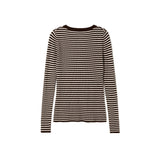 ハーフボタンネックTシャツ_ブラウン