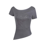 ロキシー ラインストーン オフ Tシャツ