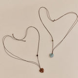 heart double string necklace-Mint