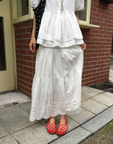 Bonomi Vintage Punching Tiered Banding Long Skirt