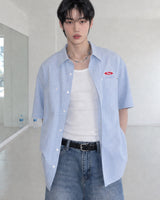 (UNISEX) ピース ストライプ オーバーシャツ
