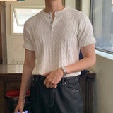 LMN Ron Twisted Cooling Henley Neck Short Sleeve Knitwear (6 colors)