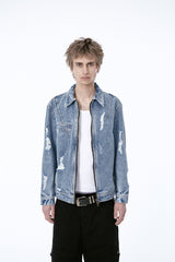 DESTROYED DART TRUCKER JACKET (BLUE)