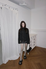 London black denim casual zip-up jacket