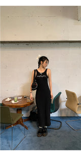 Black mini sleeveless long dress