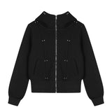 Studded High Neck Zip-Up 233198178