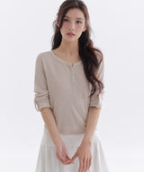 ANGORA CANVAS HENLEY WAFFLE T-SHIRT_TT6S214BE