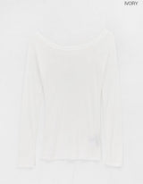 [MADE] Psyche Tencel Off-Shoulder Long Sleeve T-Shirt Tencel 70%