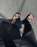 teach layered slit long skirt