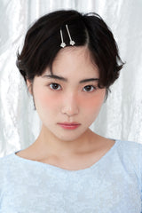 [2SET] petit flower hair pin - silver