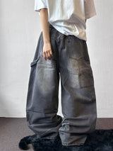 Kuchi Side Carpenter Zip Wide Balloon Pants 3color