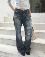 Lowrise grey washing boots cut pants