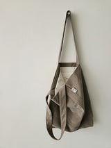 Corduroy simple line bag - khaki gray