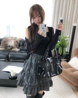 Hypee Check Tiered Midi Skirt