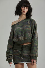 CAMO ONE SHOULDER T-SHIRT
