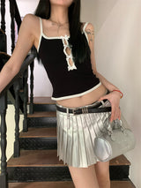 Center ribbon slit sleeveless top