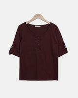 エンダ ロールアップ 7分袖Tシャツ
