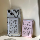 BlackSilver- Love yourself Magsafe Phone Case Card Pocket Set