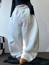 FLEECE/STRING❤FRONT POINT BALLOON PANTS 🤎🤍🖤🩶4COLOR