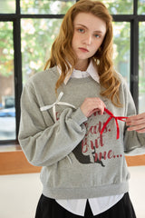  CHARLOTTE CAT RIBBON SWEATSHIRT / MELANGE
