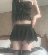 エナーレースフリルカーディガン (Black)