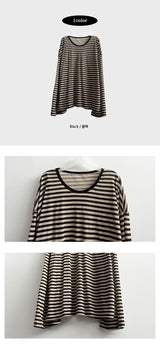 Romu Loose Fit Stripe Dangara Long Sleeve T-shirt