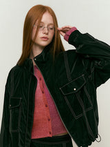 COLLECTION SOFT VELVET WOVEN JUMPER [BLACK]