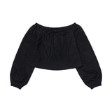 Mellow Ribbon Off-Shoulder Blouse_Black