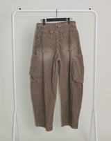 Square pocket balloon fit corduroy pants