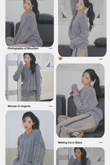Retro-strip loose fit knitwear