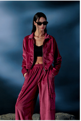 Velour Sporty Track Crop Zip-Up