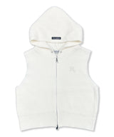 D Logo Star Stud Knit Hood ZIip Vest_Cream