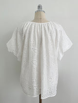 Eyelet Punching Blouse Banding Shorts Set