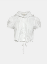 Smoky Drawstring Hoodie Blouse