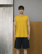 Contrast-Stitch Wide-Shoulder Tank