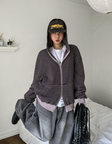 Paying Pigment Stripe Two Way Hooded Zip-Up