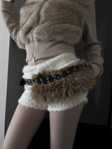 eyelet fur belt (2color)