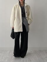 [wool 30%] ヘアシングルオーバーフィットハーフコート