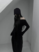 chio off-shoulder strap knit (3color)