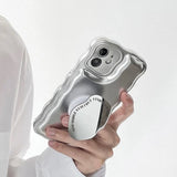 [SET]Wavy chrome silver case + grip + strap