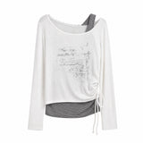 セラ レース レイヤード シャーリング Tシャツ