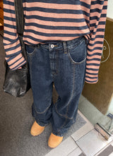 Levi Cross Slit Stitch Denim Pants