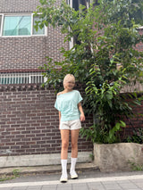 ボクシーレタリングオフショルダーTシャツ