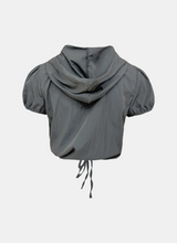 Smoky Drawstring Hoodie Blouse