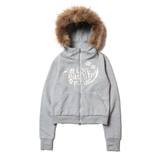 SHINE FUR-HOODIED 2WAY ZIP UP HOODIE GRAY