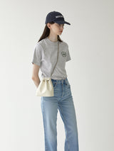 TIWI chain leather bucket bag / Cream Ivory