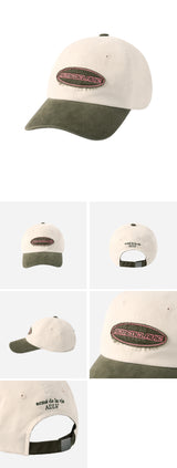 24FW TWO TONE APPLIQUE PATCH BALL CAP KHAKI