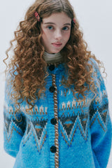 Atelier Jacquard Knit Cardigan [Blue]