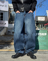 Round denim pants