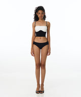 Chain Contrast Tube Top Bikini Bra (Black)